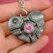 Cube Love - Flat Heart Shaped Companion Cube - Polymer Clay Portal Geekery - Pendant / Necklace