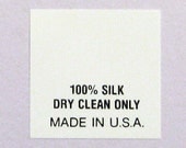 100% Silk Dry Clean Only Clothing Care Tags (Package of 1,000) Number 7