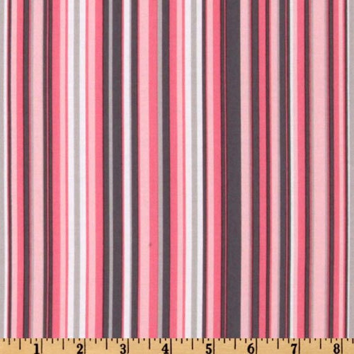 One (1)  Yard - Play Stripe Pink Gray Michael Miller Fabric CX3137-Bloom