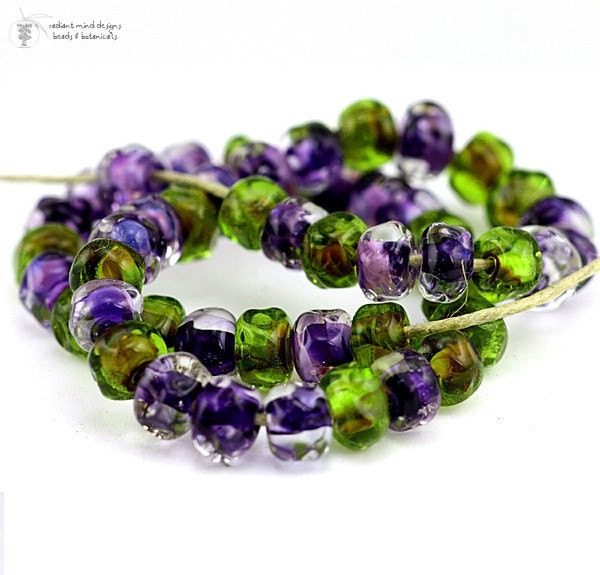 Glass lampwork beads Vineyard petites bulk Organic Strand handmade for artisan jewelry designs (50)