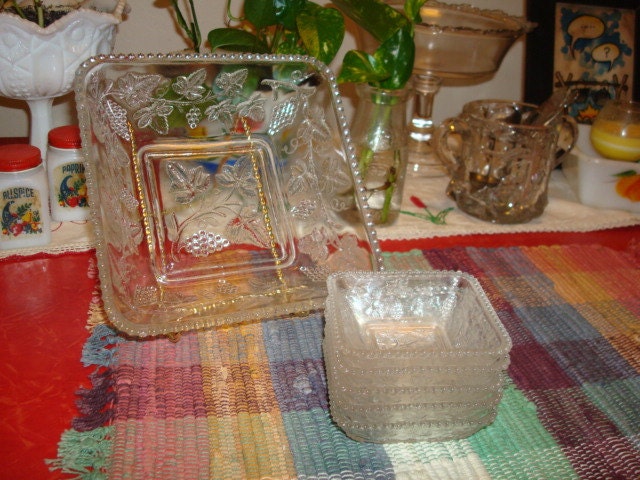 antique EAPG Beaded Grape California berry set