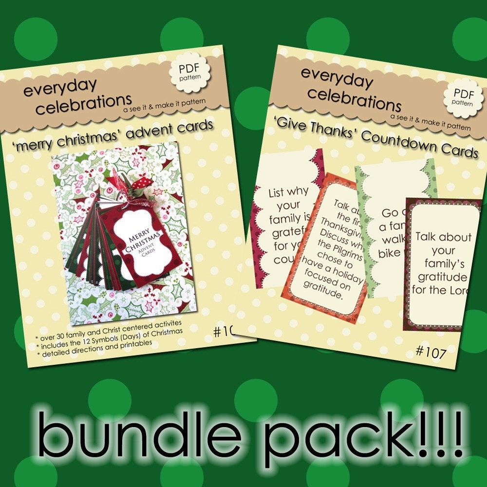 Give Thanks Countdown Cards and Merry Christmas Advent Cards Bundle Pack - PDF and printable files BUNDLE PACK