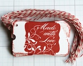 Made With Love Tag Set - White/Red