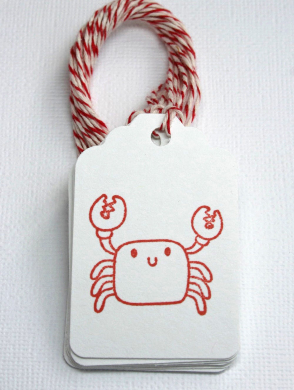 Cutie Crab Tags - hand stamped for favors, gifts