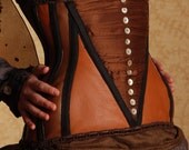 Custom Wasp Waisted Underbust Faux Leather and Silk Corset