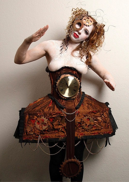 Steampunk FUCNTIONAL CLOCKWORK Corset and Pannier