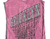 Woman's Burnout Tank Top in Pink, Brooklyn Sign - S, M, L, XL