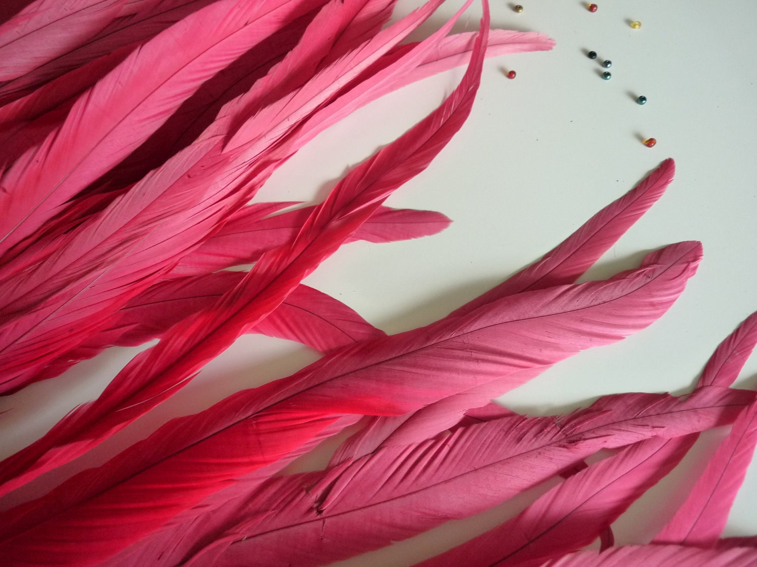 ROOSTER TAIL Feathers  XXX - long  /  Lipstick, Watermelon pink / 1102