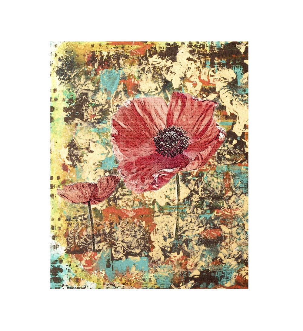 Flower Print Poppy Jubilee -Flowers Orange Red Yellow Garden Nature Fine Art Floral