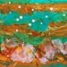 Turquoise Orange Abstract Painting Tropicana -Sea Green Ocean Tropical Water Beach Decor Contemporary Nautical