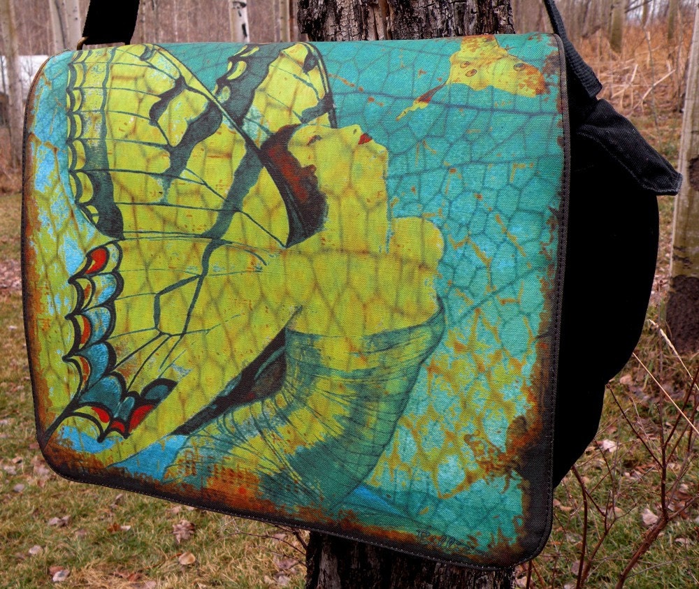 Laptop Bag - Spread Your  Wings ... And Fly - Designer  - Messenger Bag - Fits 13" To 17" Laptop - Original Design