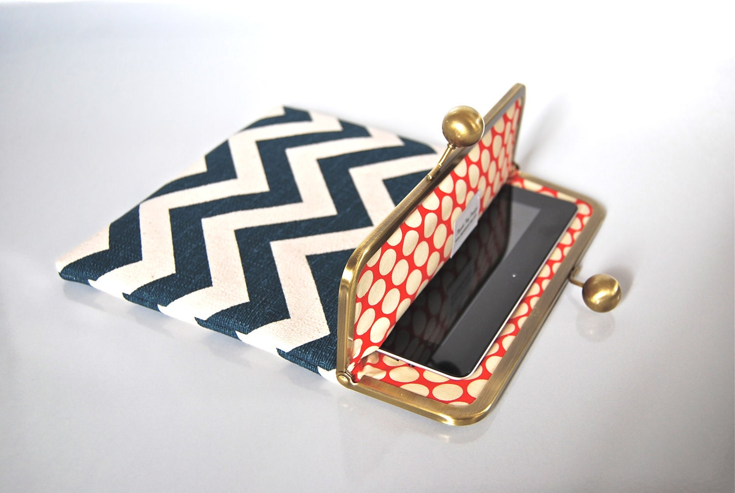 Reserved Listing only for Deven - iPad Clutch Case "Navy Chevron"