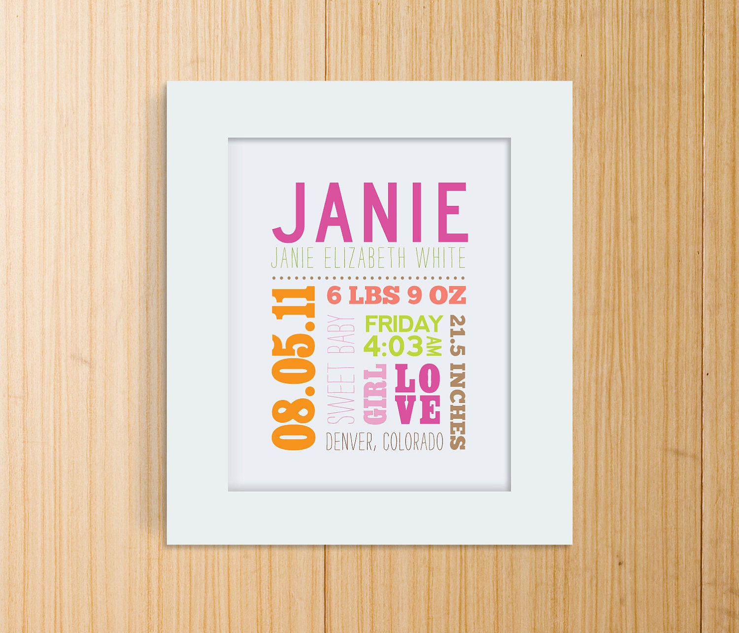 Mixed Typography Birth Print