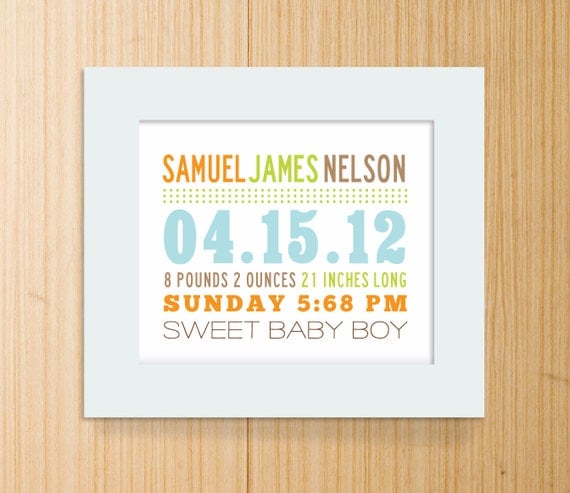 Mixed Typography Birth Announcement Print - Horizontal