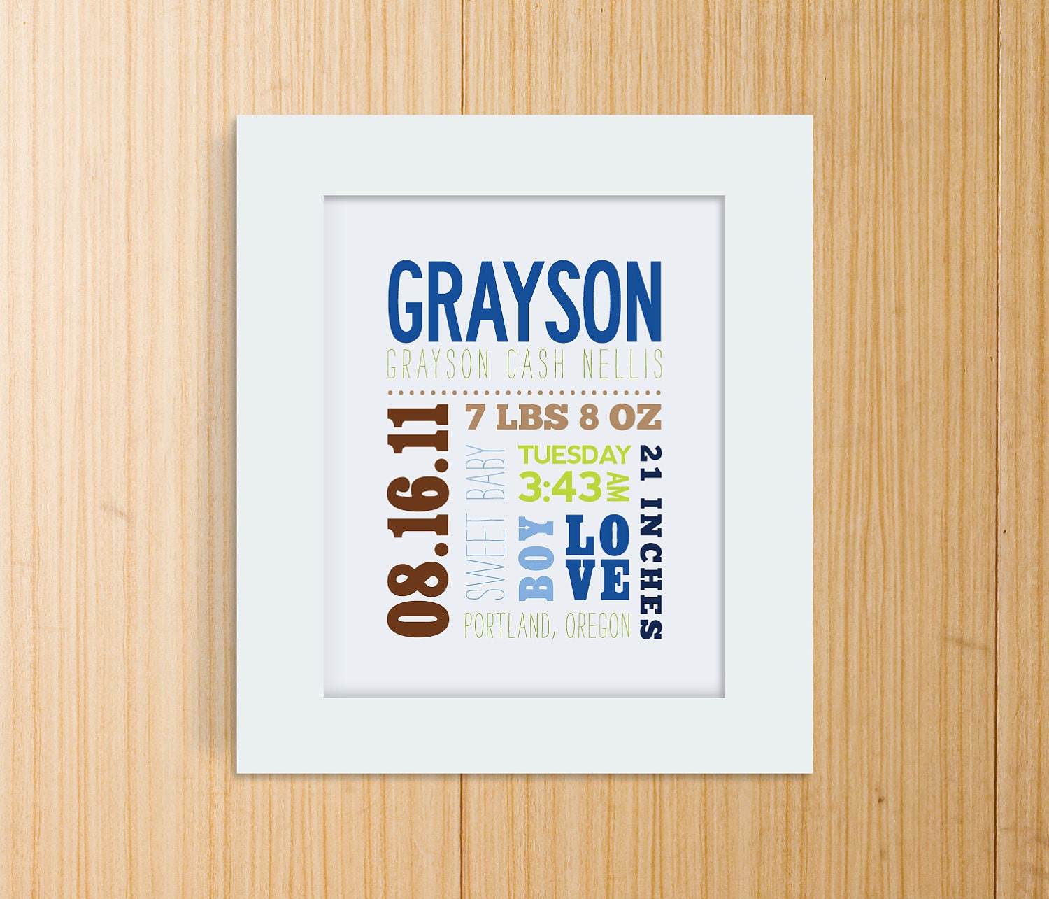 Mixed Typography Birth Print