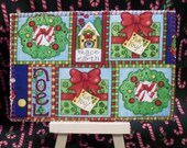 Wishing you Peace, Hope and Blessings American Homemade Christmas Fabric Postcard