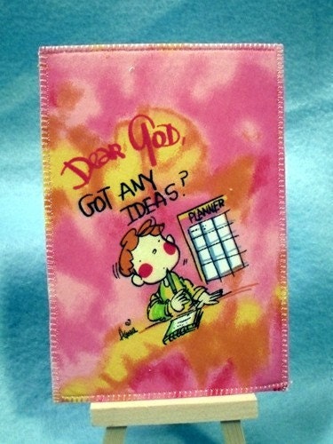 Dear God Got Any Ideas Homemade America Fabric Postcard
