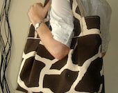 Reserved for Kelley  Hensley - Weekend Tote - Giraffe Print - Natural Canvas Lining