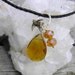 Golden Quartz Brio Pendant Necklace with Brass Songbird Charm on Braided Leather