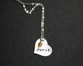 Silver Heart Necklace - Hand Stamped Custom Personalized Necklace The Perfect New Mommy Necklace