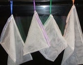 Set of 4 Produce Bags Poly Mesh Asst Ribbon Colors Super Strong