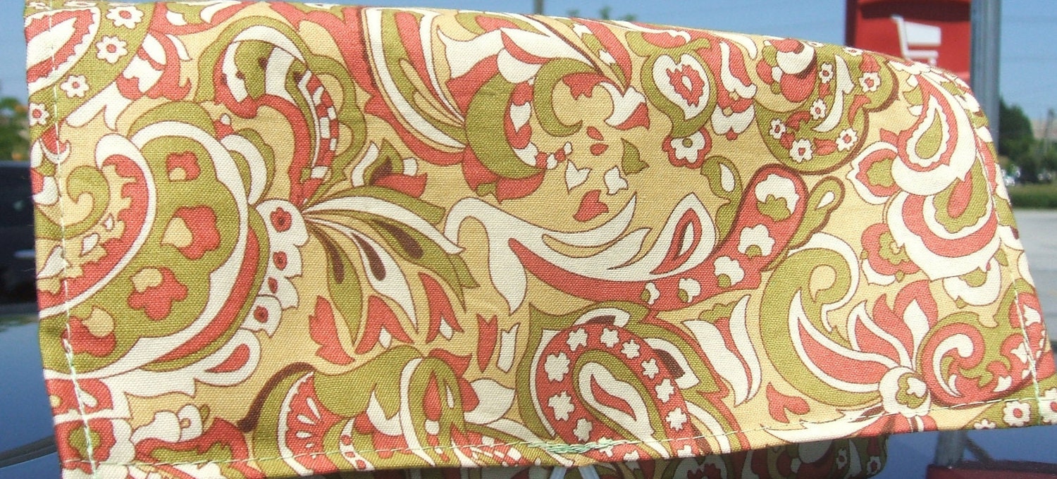 Coupon Organizer Holder Purse Organizer Paisley Olive and Rust Fabric