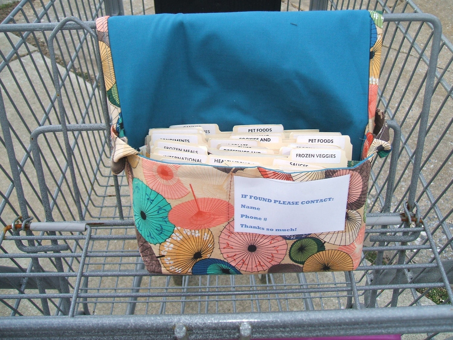 Mega Large Coupon Holder Organizer Carrier Umbrella with Teal Lining