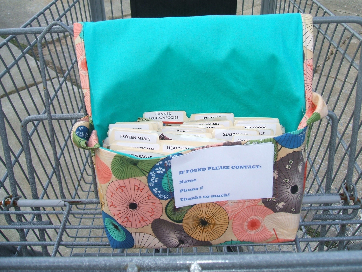 Mega Large Coupon Organizer Holder Umbrella Fabric with Jade Green Lining