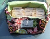 Mega Large Coupon Organizer Holder Carnival Bloom Fabric with Celery Green Lining