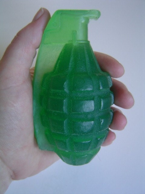 hand grenade soap, american, green