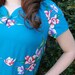 Vintage Blue Hawaiian Day Dress. Luau Cocktail Dress. VLV. Mini Dress
