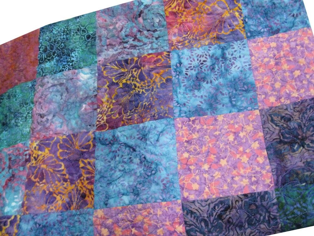 Quilted Throw in Jewel Tone Batik