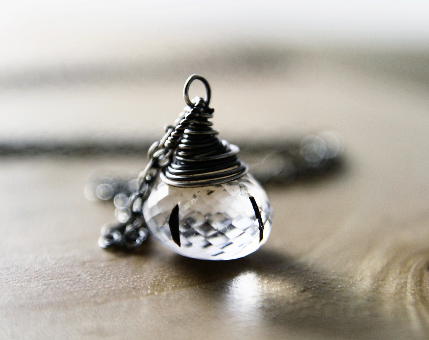 Chaos Theory Necklace Tourmalinated Quartz Sterling Silver Pendant PoleStar