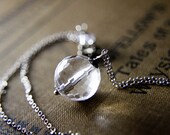 Crystal Ball Necklace Silver Glass Pendant