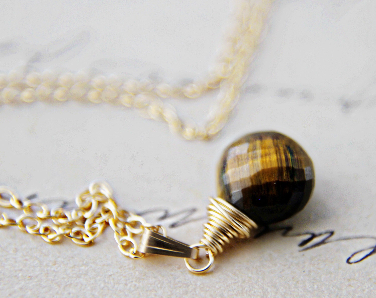 Tiger Necklace Gold Brown Earth Tones Caramel Pendant
