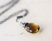 Whiskey Quartz Necklace Caramel Brown Pendant PoleStar