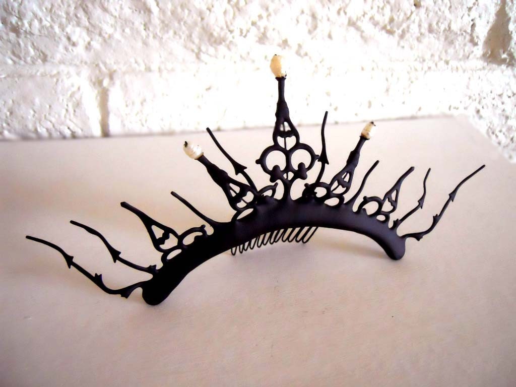 Gothic Tiara with large Fresh Water Baroque Pearls- The Queen of Hearts Royal Whim