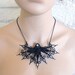 Gothic Necklace with Clock Hands and Crystals- Waltzing Through the Golden Age In Black