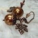 Maple Leaf Copper Acorn Earrings - Swarovski Pearls Canadian Hockey Team