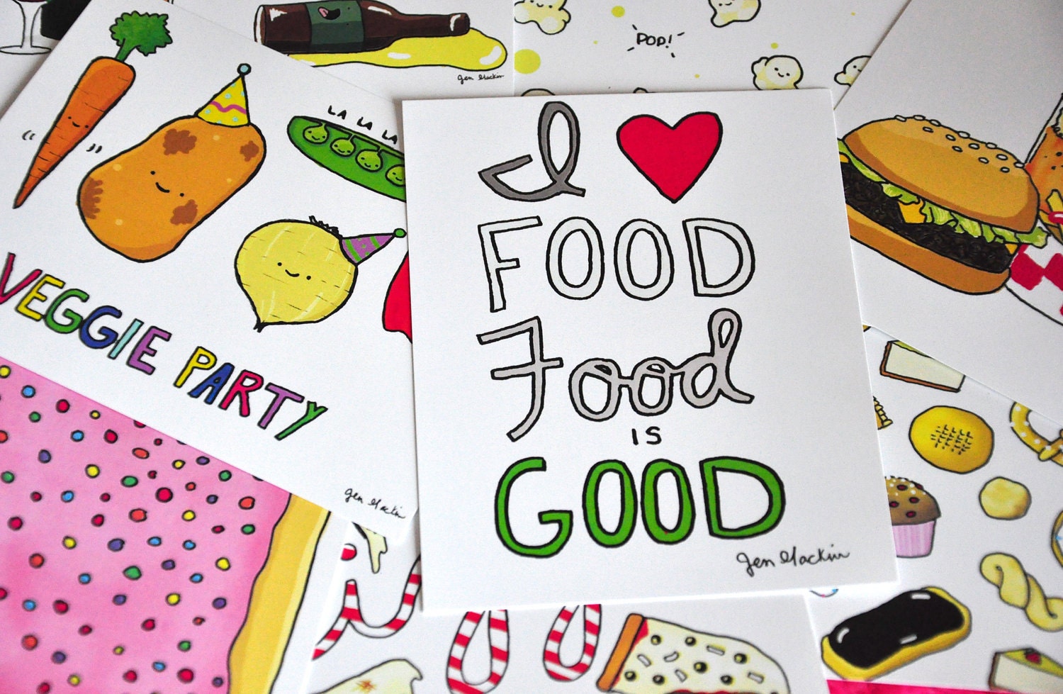 I Love Food, Food is Good - 8 postcard set