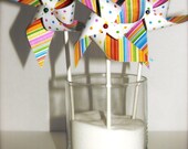 Set of 24 Mini Twirlable Wedding Pinwheels DIPPIN DOTS Bouquet Gourmet Party FAVORS Vintage Spinning (custom orders welcome)