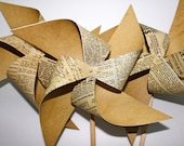 Pinwheels 3 Large Twirlable Pinwheels VINTAGE INSPIRED NEWSPRINT Gourmet Bouquet (custom orders welcome)