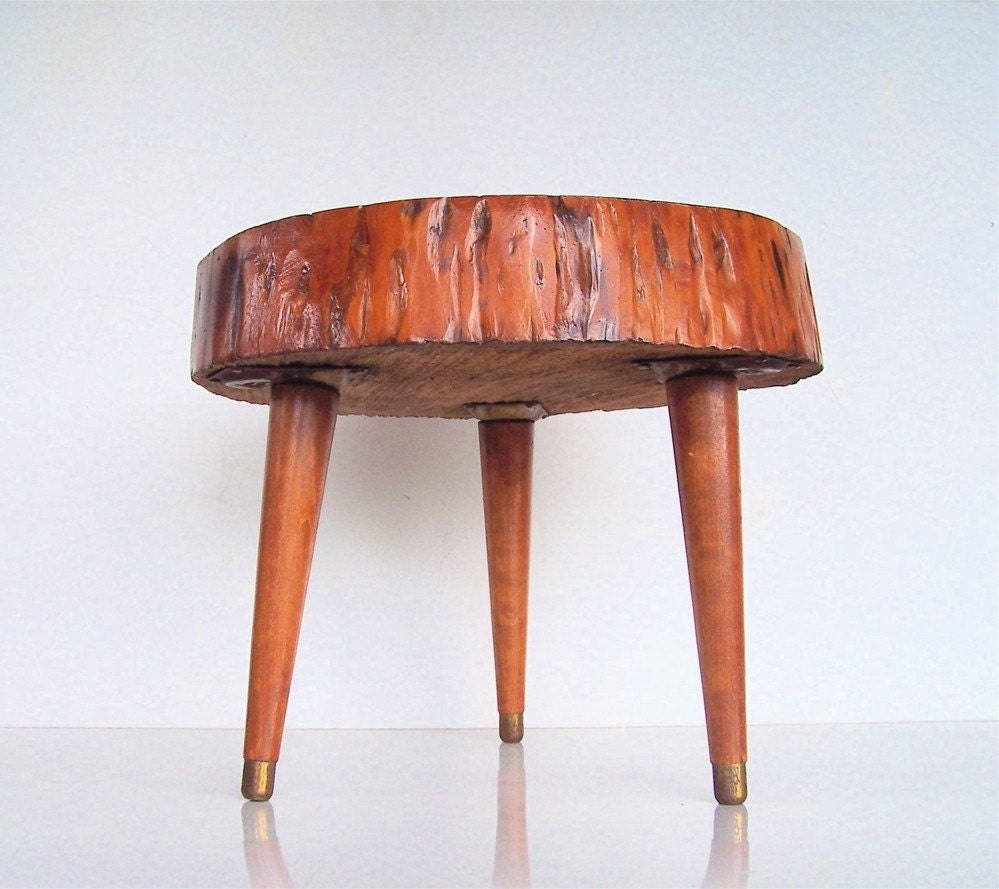 Rustic Modern Natural Wood Vintage Side Table