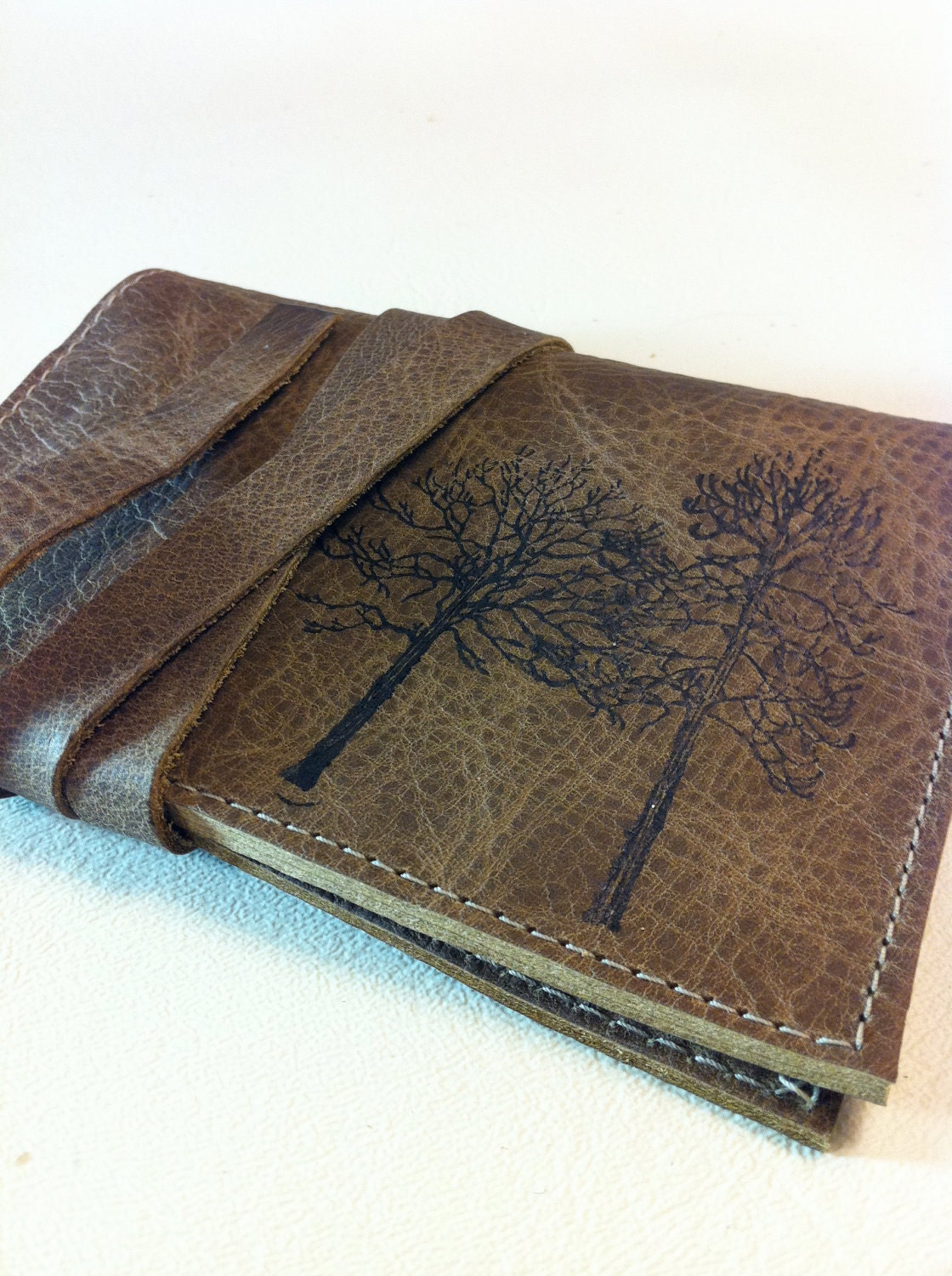 forest leather passport case cover handprinted custom for you