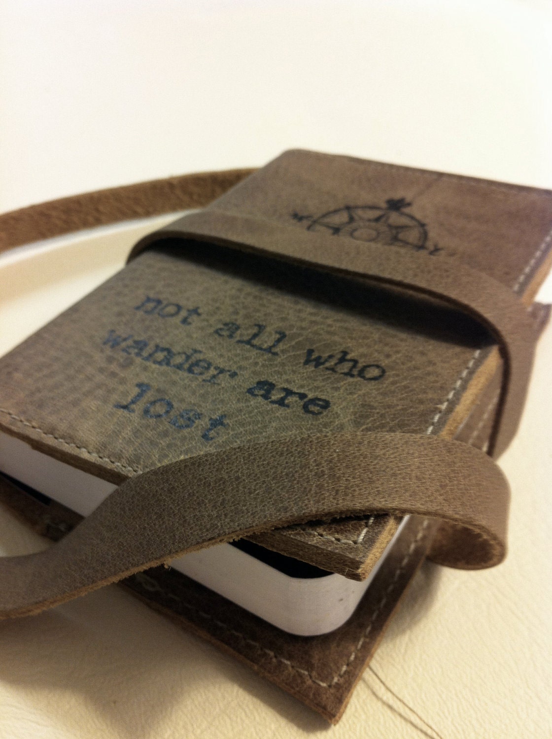 small leather journal sketchbook handprinted custom for you not all who wander are lost