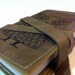 small leather handprinted journal sketchbook custom for you large owl