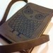 small leather handprinted journal sketchbook custom for you large owl