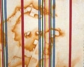 Hand Dyed Fabric  Rust Dyed on Country Stripes 7  free shipping within USA