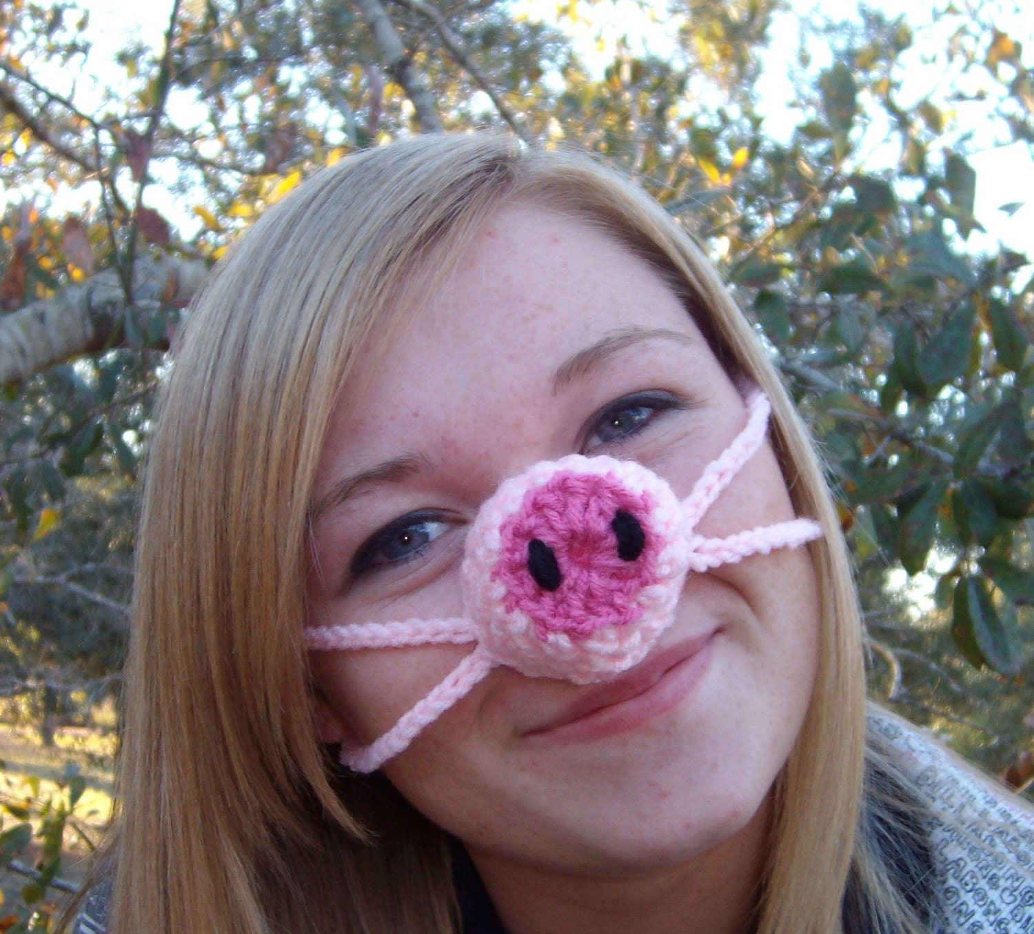 Pink Pig Nose Warmer, Gag Gift, Nose Cozy, Crocheted, Stocking Stuffer, Winter, Man, Woman, Teen