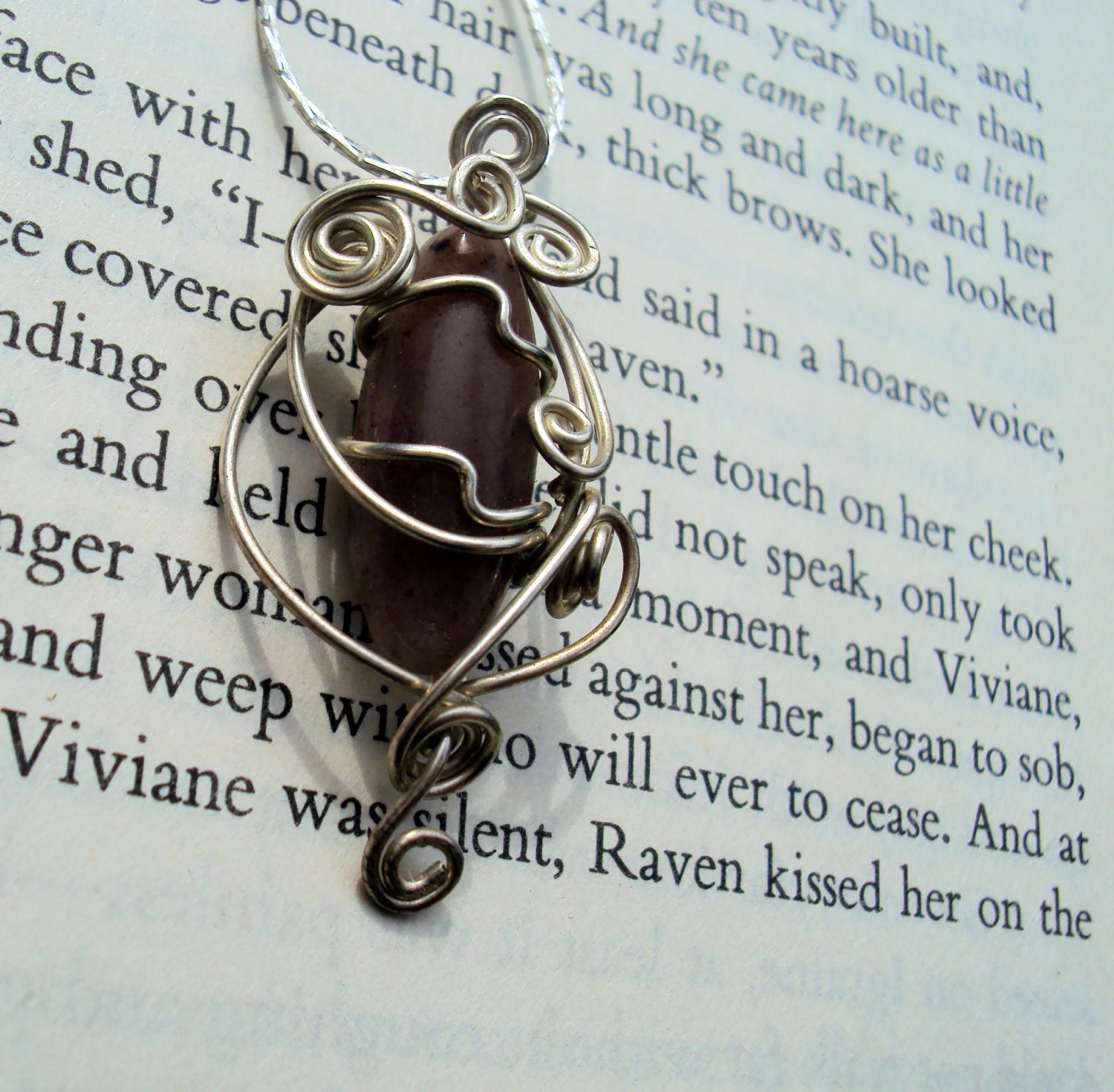 Purple Aventurine, Sterling Silver, pendant, Wire Wrapped Jewelry